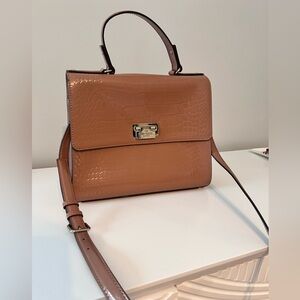 Kate Spade Taupe Crocodile-Embossed Satchel